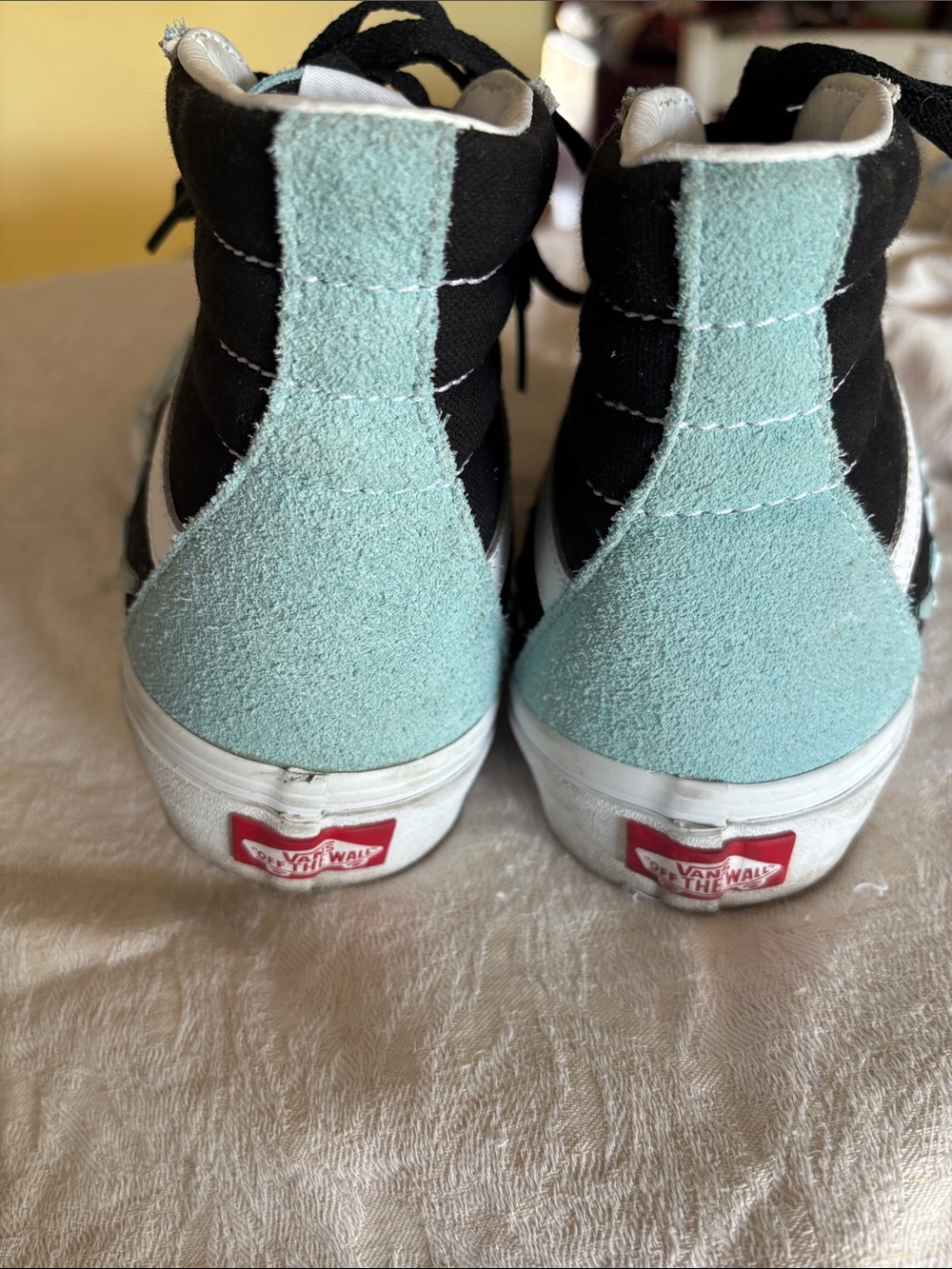 Vans Women's High-Top Sneakers in Mint Green, Black & White - Picture 3 of 5